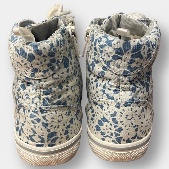 Floral High Top Inner Zip Sneakers High Top White Blue Size 1.5 Girl's - Picture 2 of 9